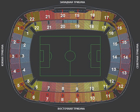 Стадион локомотив схема трибун с местами по секторам